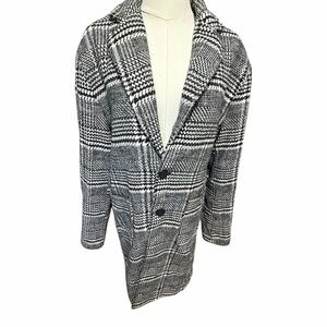 UANEO Wool Blend Black and White Plaid Blazer Coat Sz Lrg (unisex)